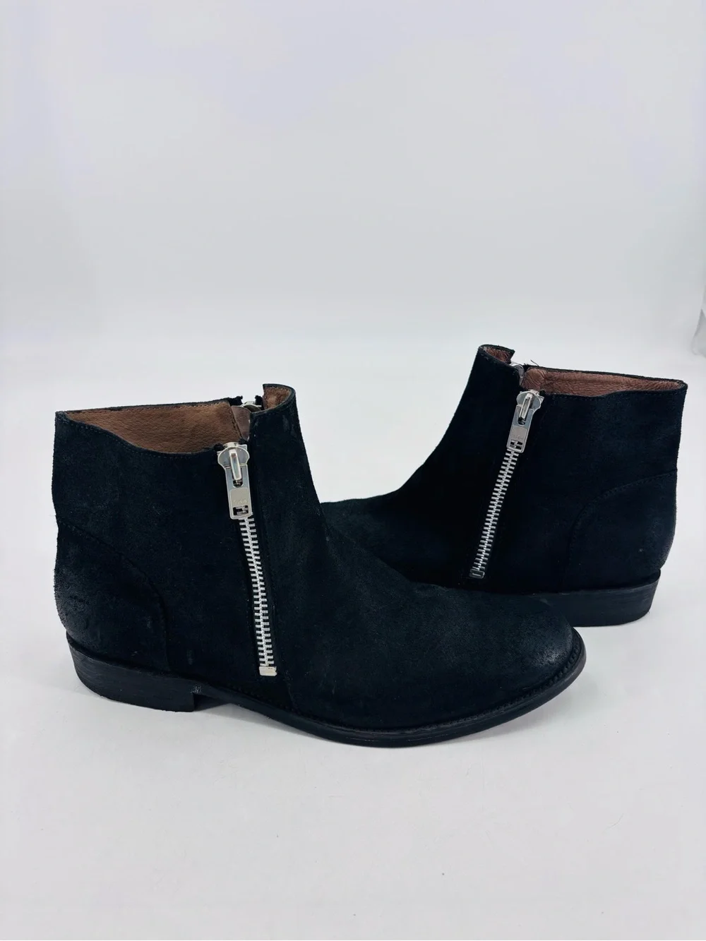 Dolce Vita J.D. Fisk Genuine Suede Leather Hipster Zippered Moto Ankle Boots